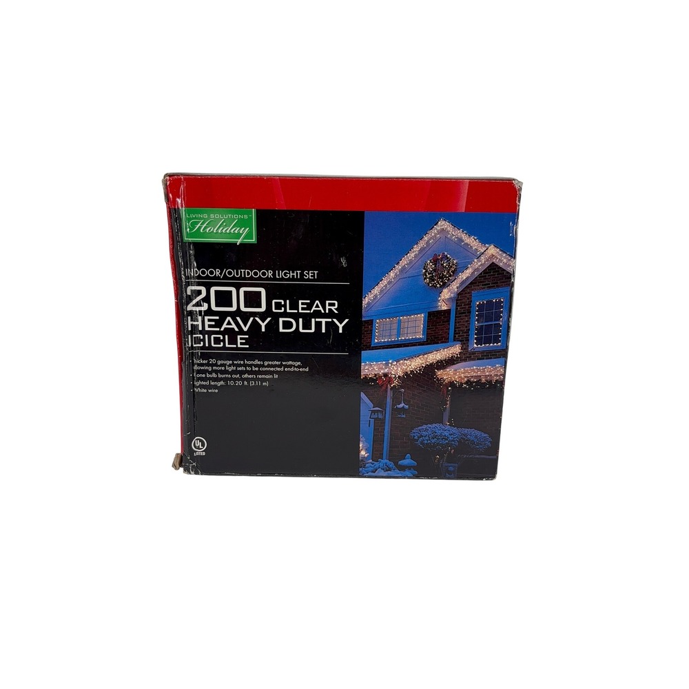 Living Solutions Holiday 200 Clear Heavy‎ Duty Icicle Indoor/Outdoor Lights